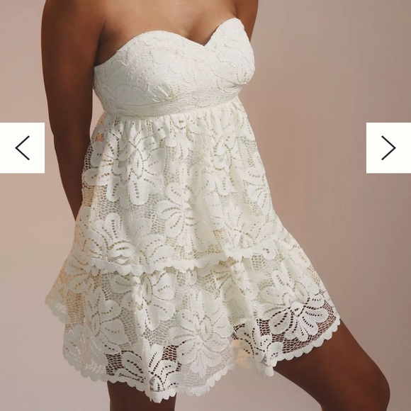 NWT Anthropologie Maeve Strapless Lace Mini Dress Petite - Picture 3 of 5